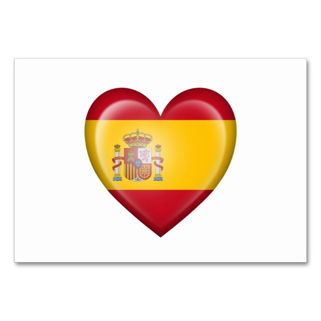 Numéro De Table Drapeau cardiaque espagnol en blanc (Devant)
