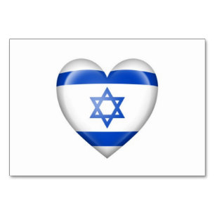 Numéro De Table Drapeau cardiaque israélien en blanc