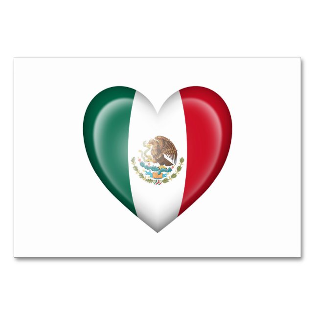 Numéro De Table Drapeau de coeur mexicain blanc (Devant)