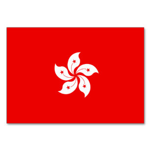 Numéro De Table Drapeau de Hong Kong Orchidée blanche en rouge