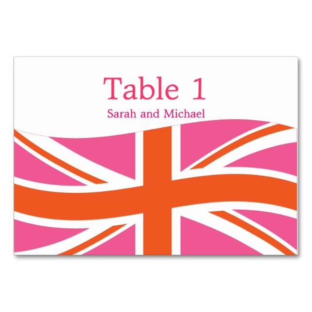 Numéro De Table Drapeau de l'Union rose et orange (Devant)