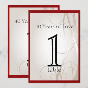 Numéro de table du 40e anniversaire de Ruby Heart