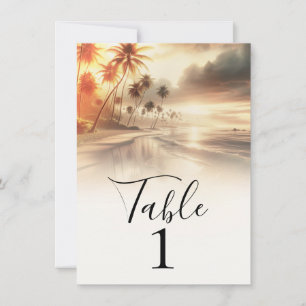 Numéro de table du lever de soleil sur la plage av
