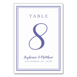 Numéro de table du Mariage customisé Périwinkle Bl