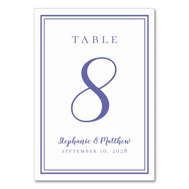 Numéro de table du Mariage customisé Périwinkle Bl (Par défaut)