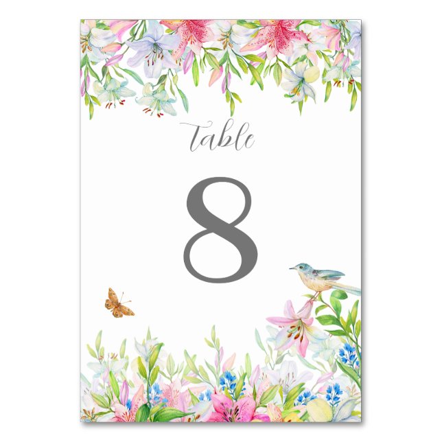 Numéro de table du Mariage d'aquarelle Lilies (Par défaut)
