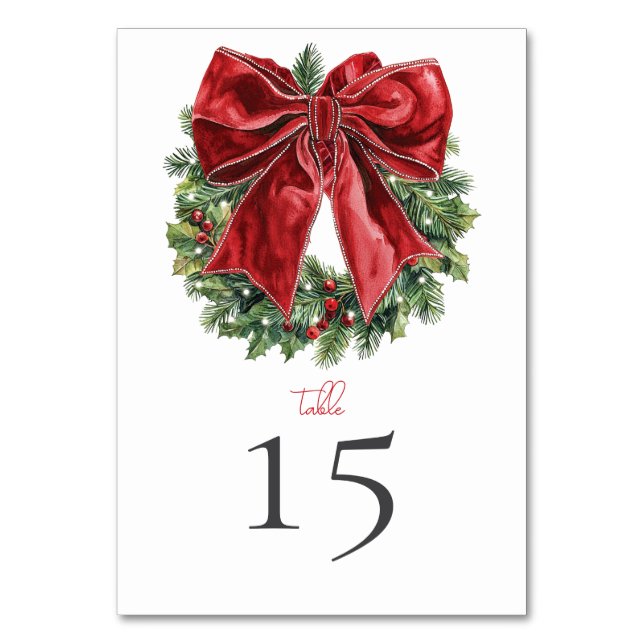 Numéro de table du Mariage de Noël - Aquarelle (Par défaut)