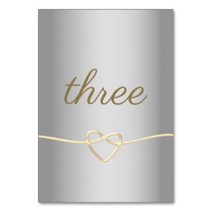 Numéro de table du Mariage de script Silver Gold