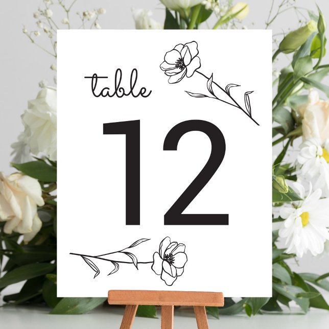 Numéro de table du Mariage fleur sauvage (Wildflower Wedding Table Number)