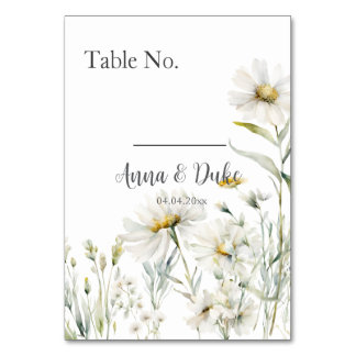 Numéro de table du Mariage Fleur sauvage Daisy