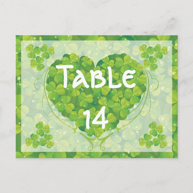 Numéro de table du mariage irlandais St. Patrick's (Devant)
