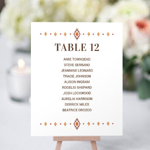 Numéro de table du Mariage occidental avec des nom
