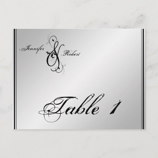 Numéro de table du Mariage Silver Elegance (Devant)