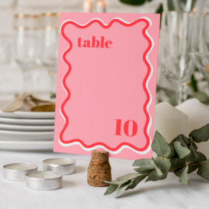 Numéro de table du Mariage tendance Retro Pink