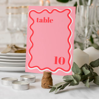 Numéro de table du Mariage tendance Retro Pink