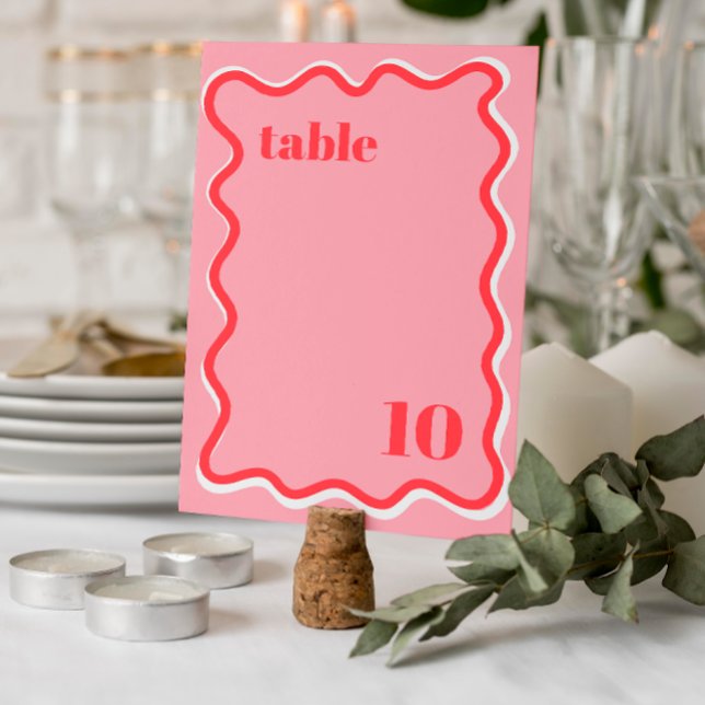 Numéro de table du Mariage tendance Retro Pink (Créateur téléchargé)