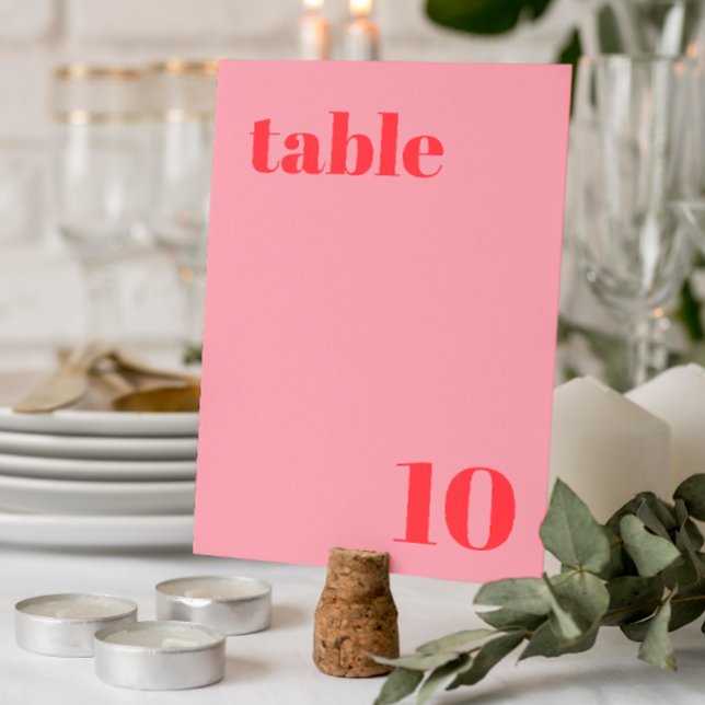 Numéro de table du Mariage tendance Retro Pink (Créateur téléchargé)