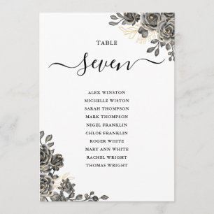 Numéro de table du plan de table floral gothique r