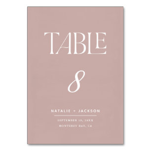 Numéro De Table Dusky rose peint élégant texte de script, onglet m