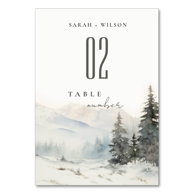 Numéro De Table Dusky Winter Snow Mountain Mariage paysage (Par défaut)