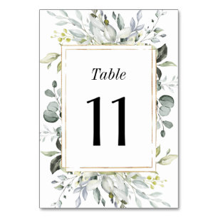 Numéro De Table Dusty Blue et or Elegant Rustic Floral Mariage