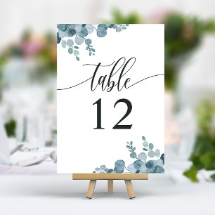 Numéro De Table Dusty Blue Eucalyptus Mariage de verdure