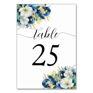 Numéro De Table Dusty Blue Gold Parties scintillant Floral Mariage