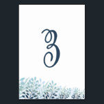 Numéro De Table Dusty Blue Greenery Wedding Table Number Card<br><div class="desc">Bring a polished and cohesive look to your reception tables with these elegant botanical wedding table number cards. Featuring soft dusty blue and muted green foliage along the base, this design adds a subtle, nature-inspired accent while maintaining a clean and modern aesthetic. The large script table number creates a graceful...</div>