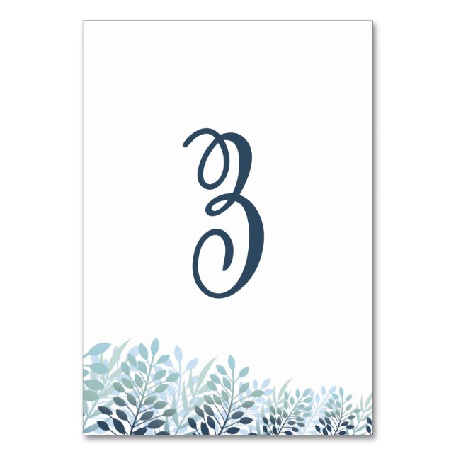 Numéro De Table Dusty Blue Greenery Wedding Table Number Card (Par défaut)