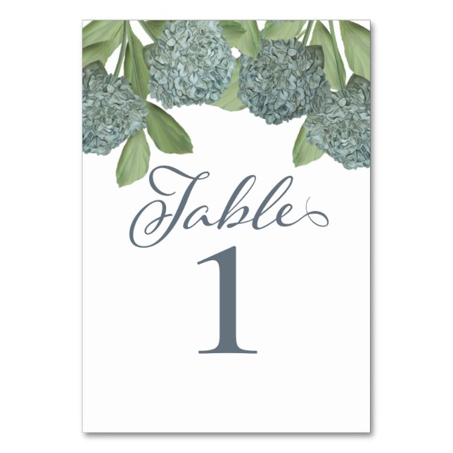 Numéro De Table Dusty Blue Hydrangea Floral Numéro de Mariage (Par défaut)