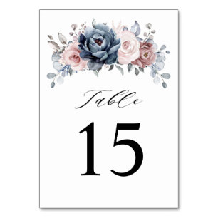 Numéro De Table Dusty Blue Mauve Rose rose ardoise Mariage floral
