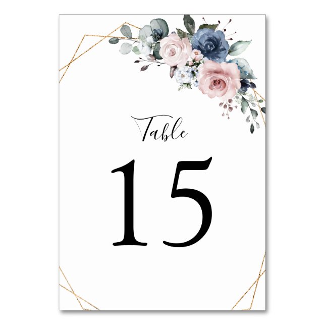 Numéro De Table Dusty Blue Mauve Vert Floral Géométrique (Par défaut)