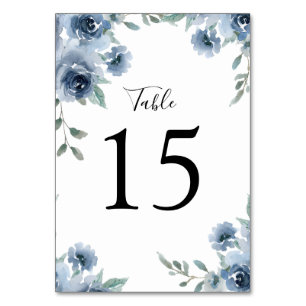Numéro De Table Dusty Blue Slate Greenery Floral Géométrique