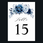 Numéro De Table Dusty Blue Slate Navy Floral Botanal Mariage<br><div class="desc">Elégant bleu Dusty / numéro de table de mariage à thème de la marine avec élégant bouquet de bleu Dusty, marine, ardoise des bourgeons de fleurs roses et bleu eucalyptus feuilles. Veuillez me contacter pour toute aide sur la personnalisation ou si vous avez besoin d'un autre produit avec ce design....</div>