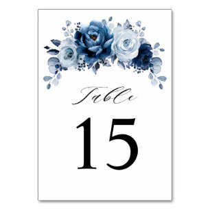 Numéro De Table Dusty Blue Slate Navy Floral Botanal Mariage