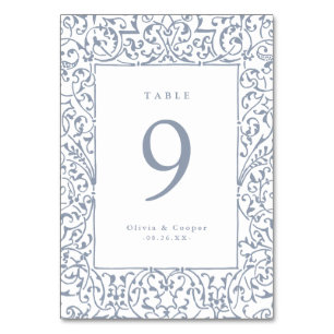 Numéro De Table Dusty Blue Vintage Ornate Frame Classic Mariage