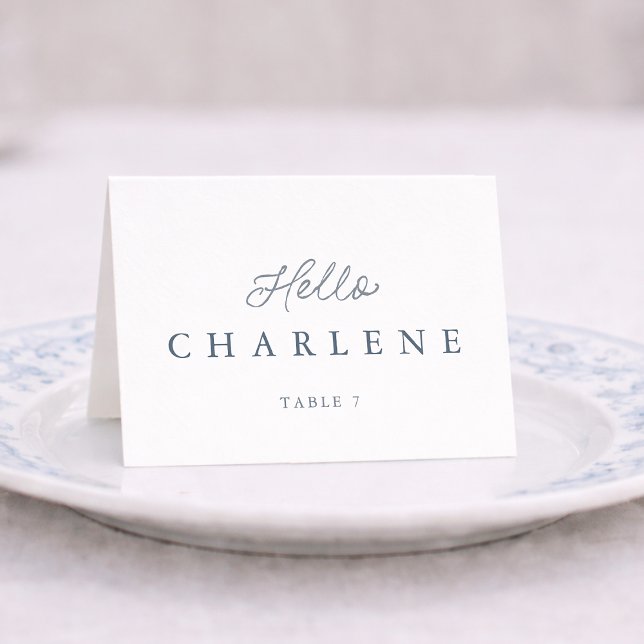 Numéro De Table Dusty Blue Wedding Place Card with Table Number (Créateur téléchargé)