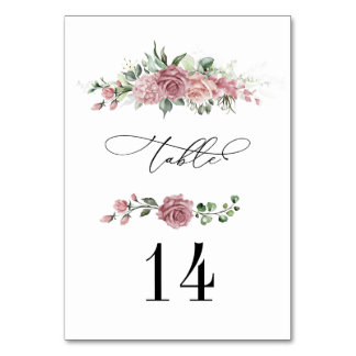 Numéro De Table Dusty Pink Floral Wedding