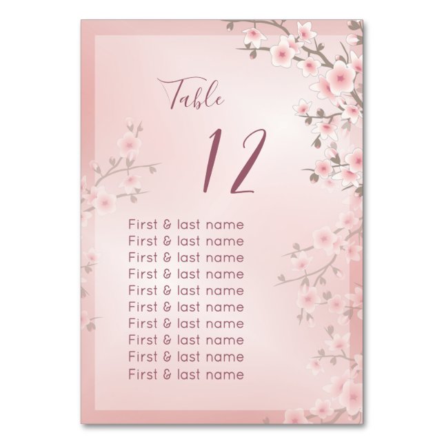 Numéro De Table Dusty Pink Wedding Guest Names  (Par défaut)