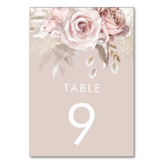 Numéro De Table Dusty Rose & Blush Beige Wedding Reception