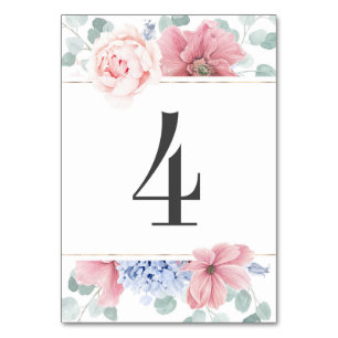 Numéro De Table Dusty Rose Dusty Blue Floral Mariage Numéro de tab