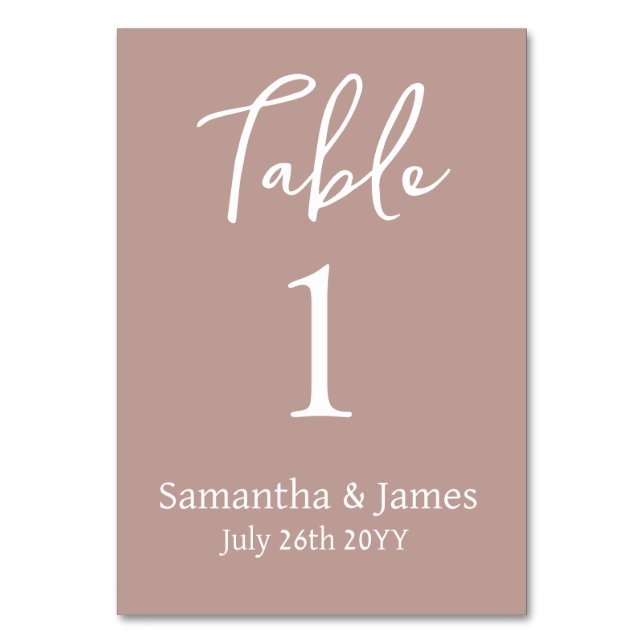 Numéro De Table Dusty Rose moderne Elegance Mariage (Dos)
