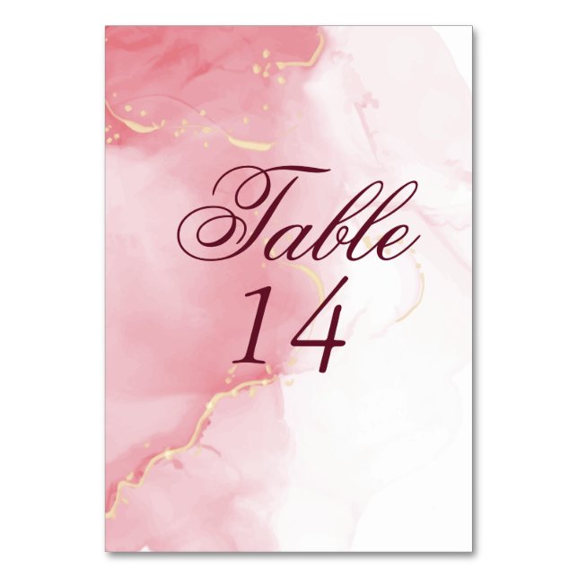 Numéro De Table Dusty Rose rose Aquarelle Numéro de tableau de pro (Par défaut)