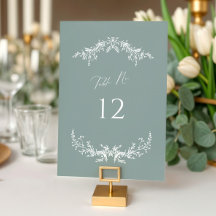Dusty Sage Cottage Wedding Table Number Card Sign