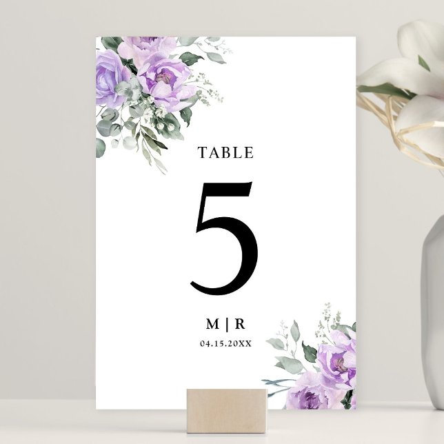Numéro De Table Dusty violet Rustique Mariage floral (Créateur téléchargé)
