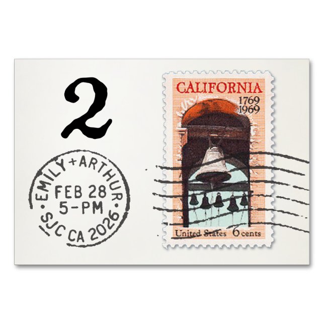 Numéro De Table E&A Wedding Reception Table Card 2 CA Mission (Dos)