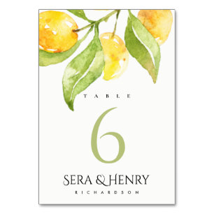 NUMÉRO DE TABLE EAU VERTE JAUNE FOLIAGE OLIVE GOLD TABLE