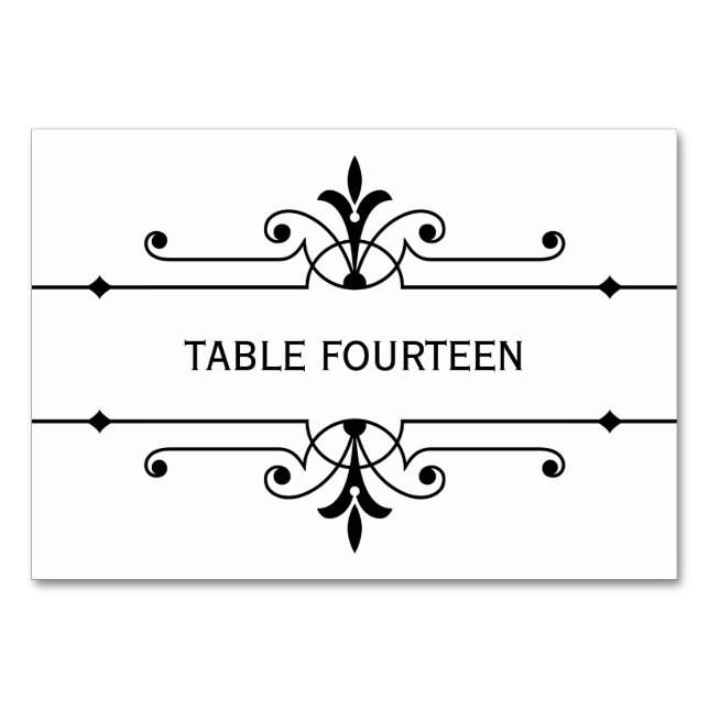 Numéro De Table Ebony v2 Fancy Ornamy Mariage Table Card (Devant)