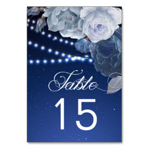 Numéro De Table Éclairage à cordes étoiles Mariage élégant bleu