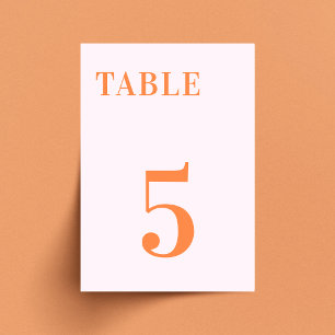 Numéro De Table Écrasage d'abricot rose orange Tableau 7 Mariage